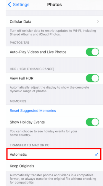 photos automatically transfer to mac pc