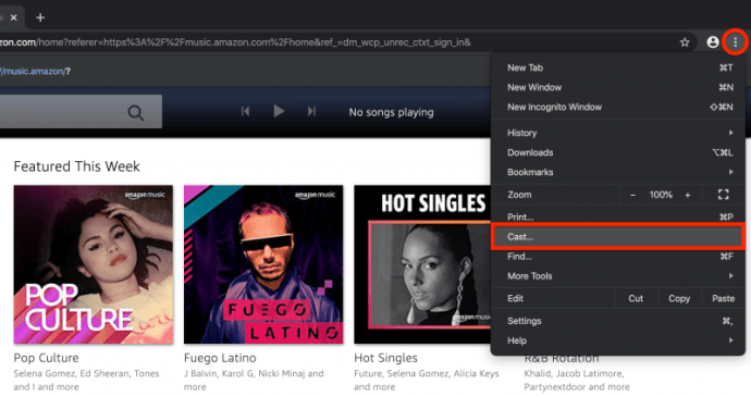 cast and play amazon music to google home