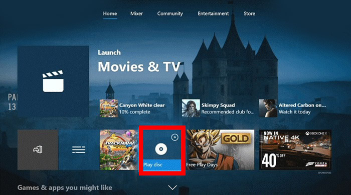 play disc on xbox one
