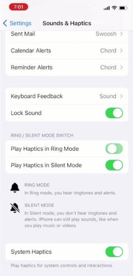 play haptics in ring or silent mode