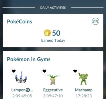 check pokecoins earned today in pokemon go