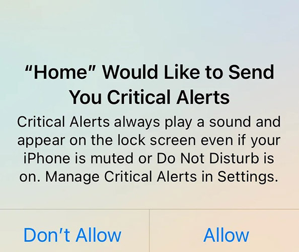 stuck on home critical alerts