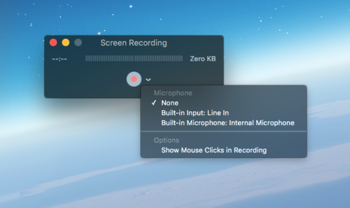 choose recording option for screen recording on mac
