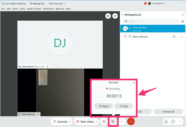 record webex meeting built in