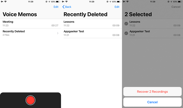 recover deleted voice memos from recently deleted folder