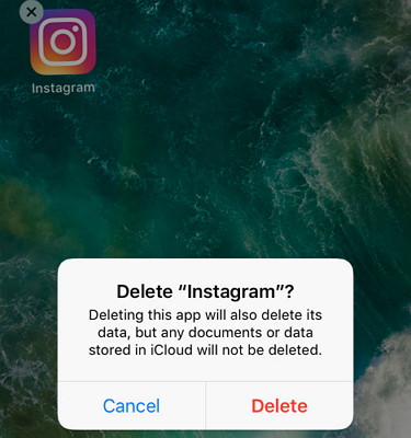 delete instagram app