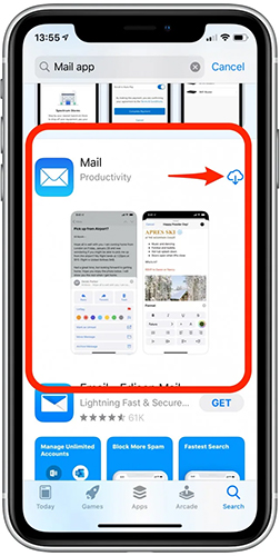 fix mail icon missing on iphone by reinstalling mail app