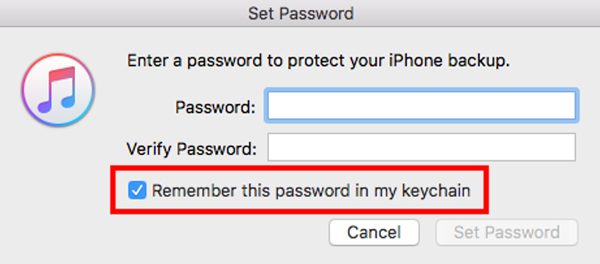 remember itunes backup password in keychain