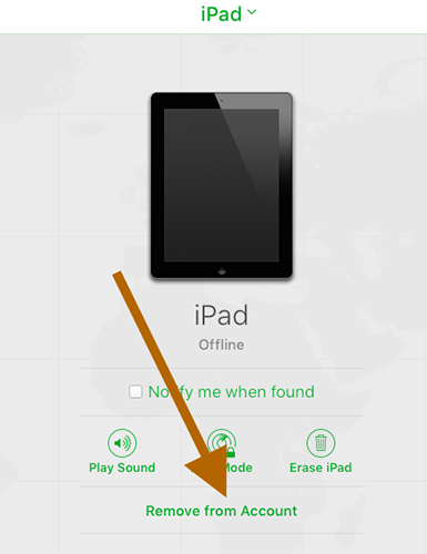 remove ipad mini 2 from icloud