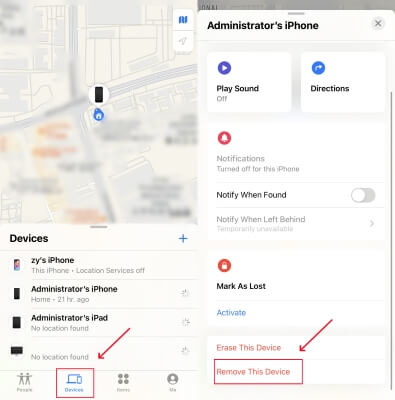 erase iphone via find my app to unlock forgot parental control pin