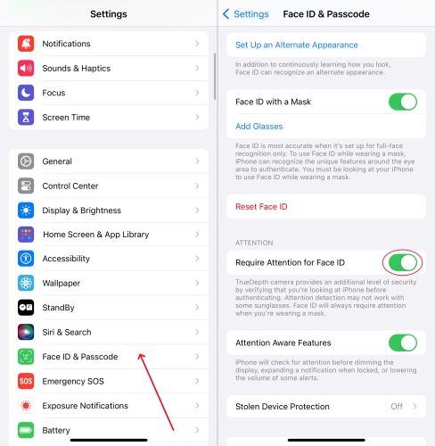 update iphone to fix passcode required to enable face id