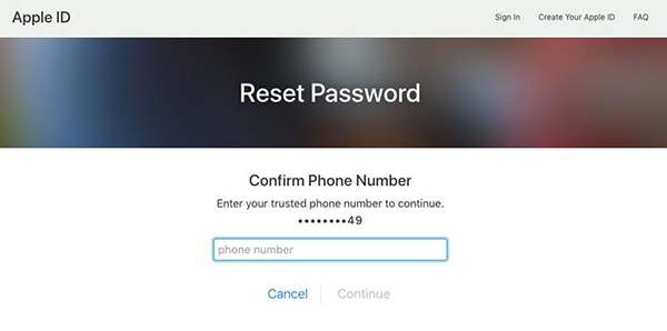 reset apple id passcode via phone number