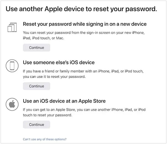 choose reset apple id password on apple device or not