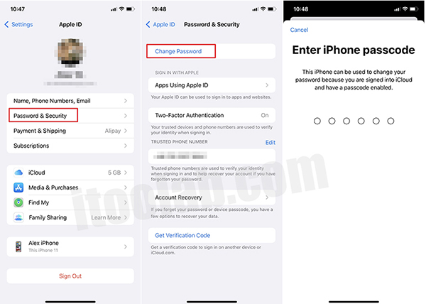remove phone number by resetting apple id password