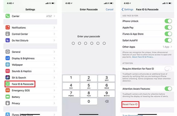 reset face id when your passcode is required to enable face id