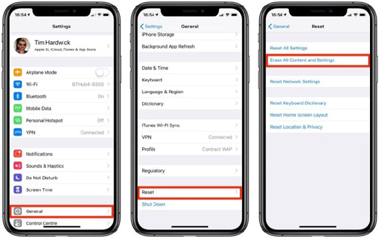 restore iphone in phone settings