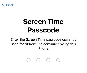 reset iphone without screen time passcode