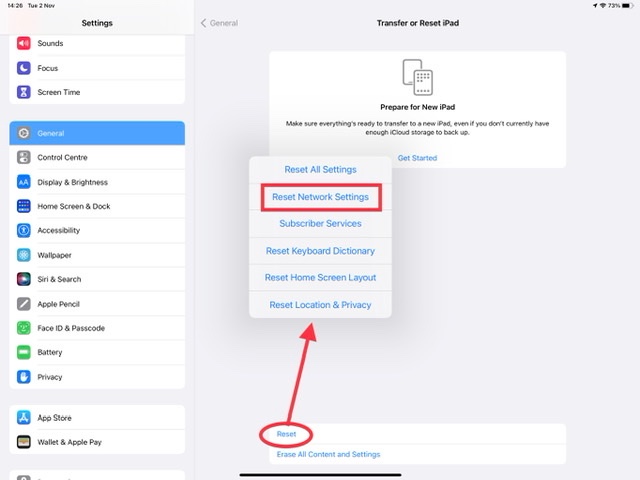 reset network settings