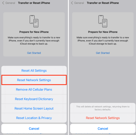 reset network settings on iphone or ipad