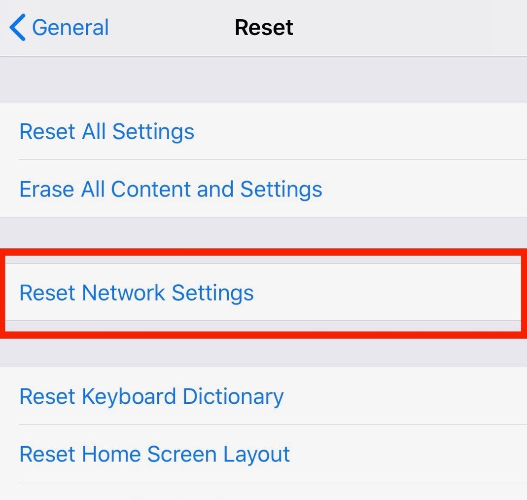 reset netowrk settings