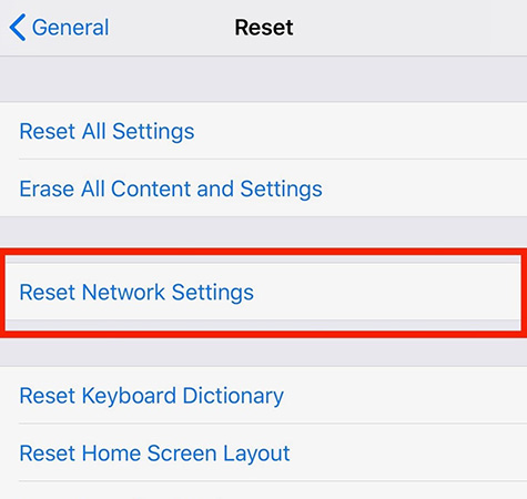 reset netowrk settings