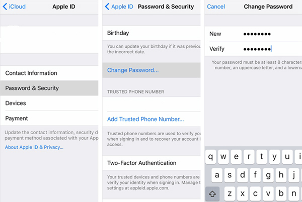 reset apple id password