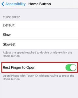 unlock iphone without home button by setting rest finger to open