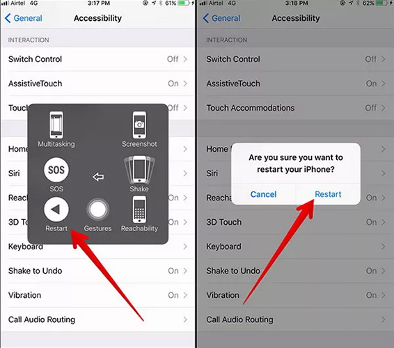 restart iphone x with assistive touch
