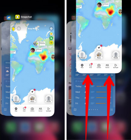 restart snapchat app