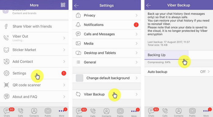 restore deleted viber via viber settings