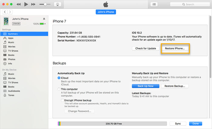 retore your iOS via iTunes