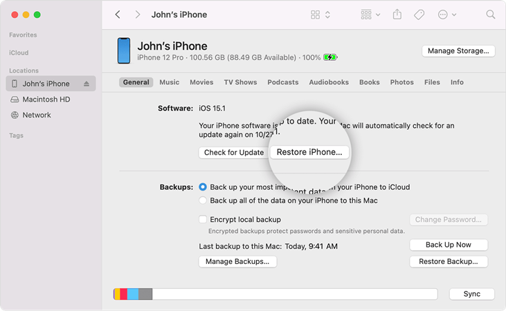 restore iphone by itunes