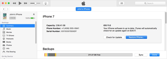 factory reset iphone 6 from itunes