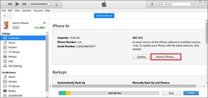 fix iphone stuck in factory reset by using itunes