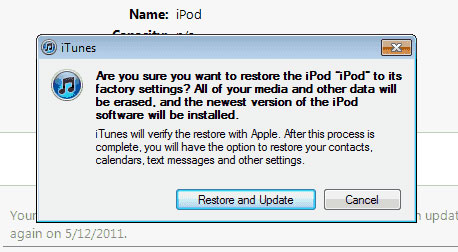 restore ipod touch through itunes