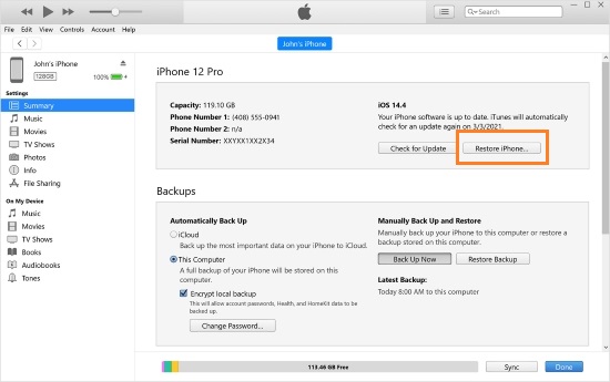 itunes restore to unlock disabled iphone without wifi