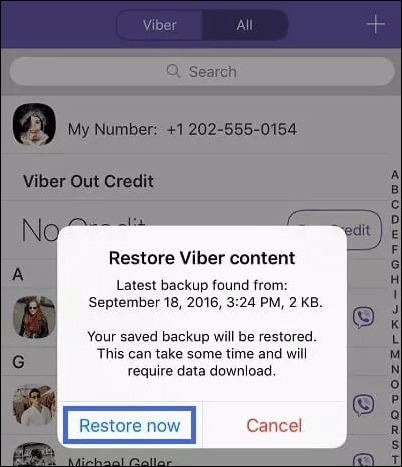restore viber backup