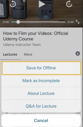 download udemy video on mobile
