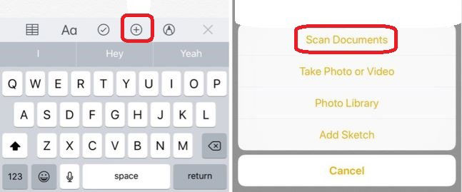 scan documents in iphone notes