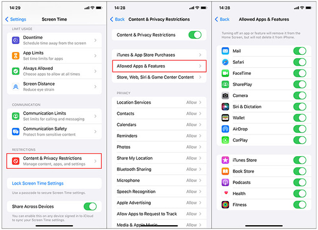 screen time settings