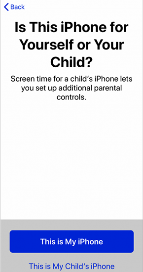 select screen time for yourself or your child