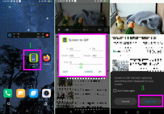 how to record a gif on android using screen to gif