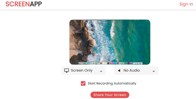 screenapp recorder user interface