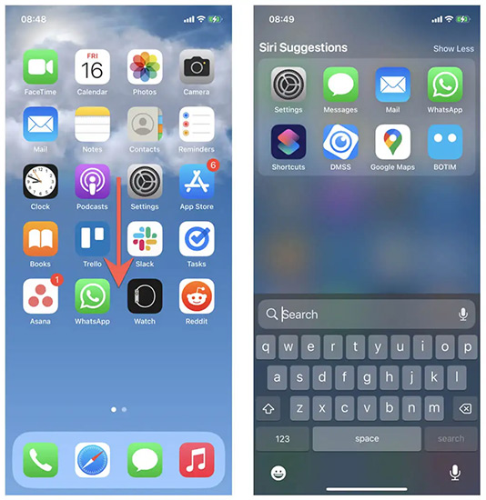 find whatsapp icon missing on iphone via search bar