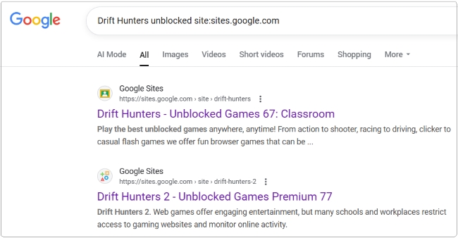 search more unblocked car games sites