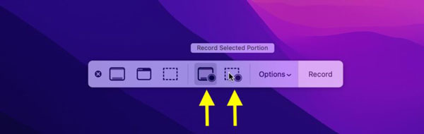 screenshot toolbar select recording area