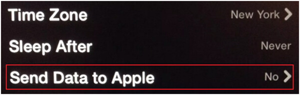 turn off send data to apple
