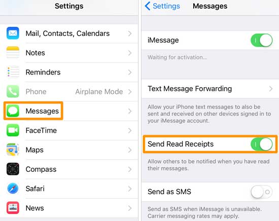 send read receipts iphone