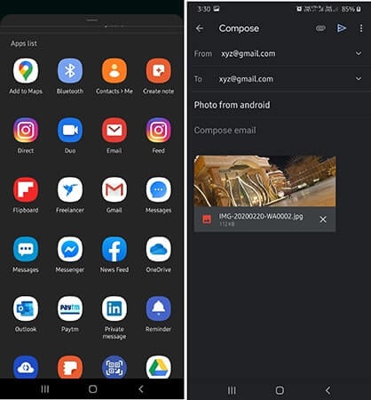 send whatsapp photos via email