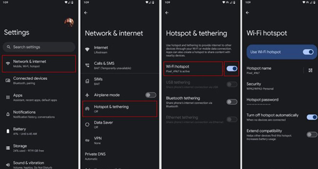 set hotspot android